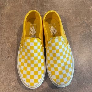 Size 9 Vans Checkerboard Yellow Slip-Ons